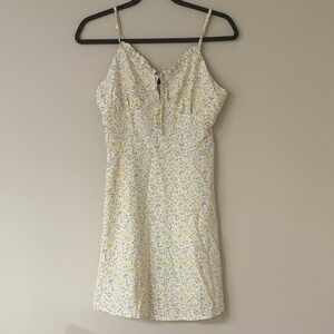 Cider Yellow and Green Floral Ruffle-Trim Top